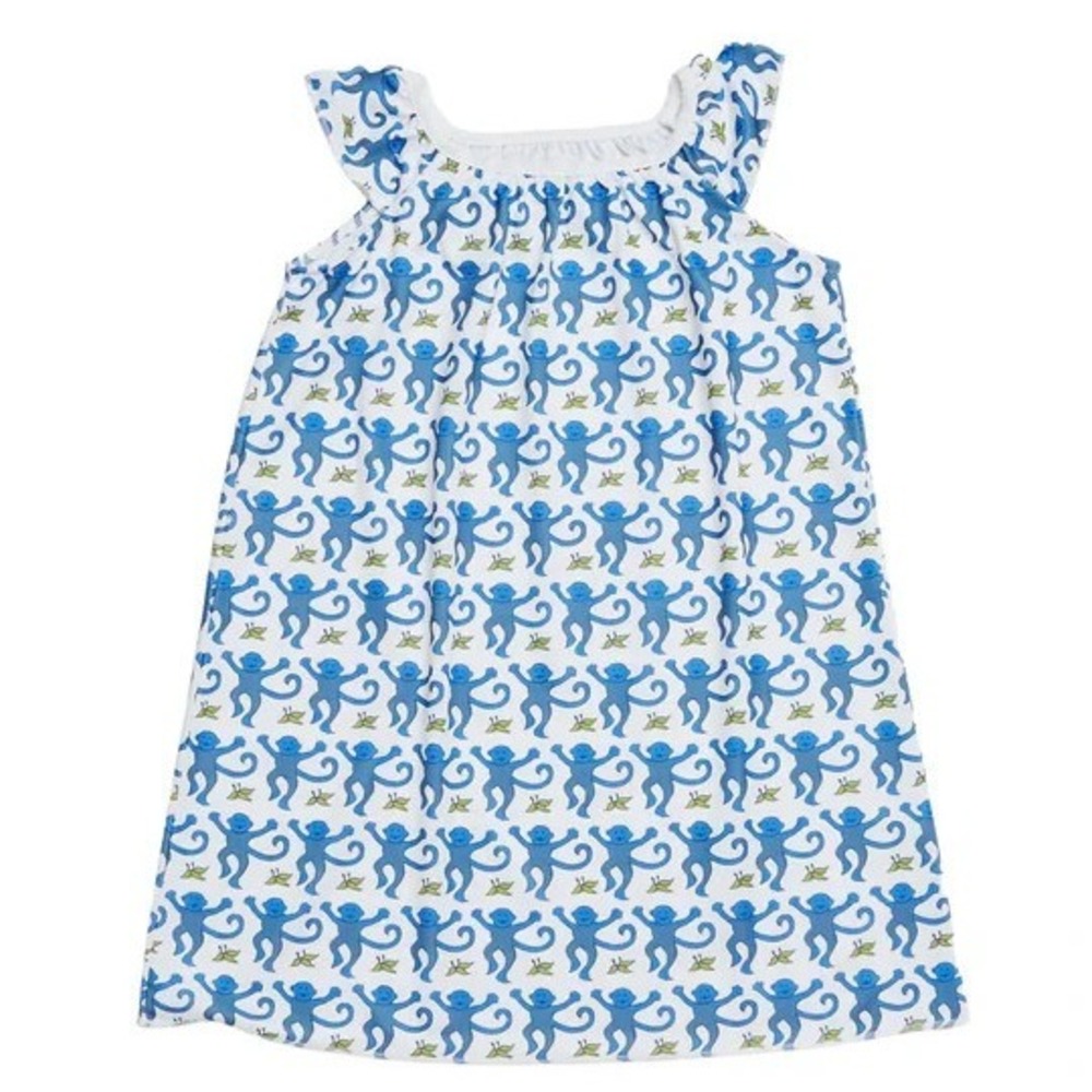 Roller Rabbit Monkey Marina Sleep Dress Blue Size 12 NWT